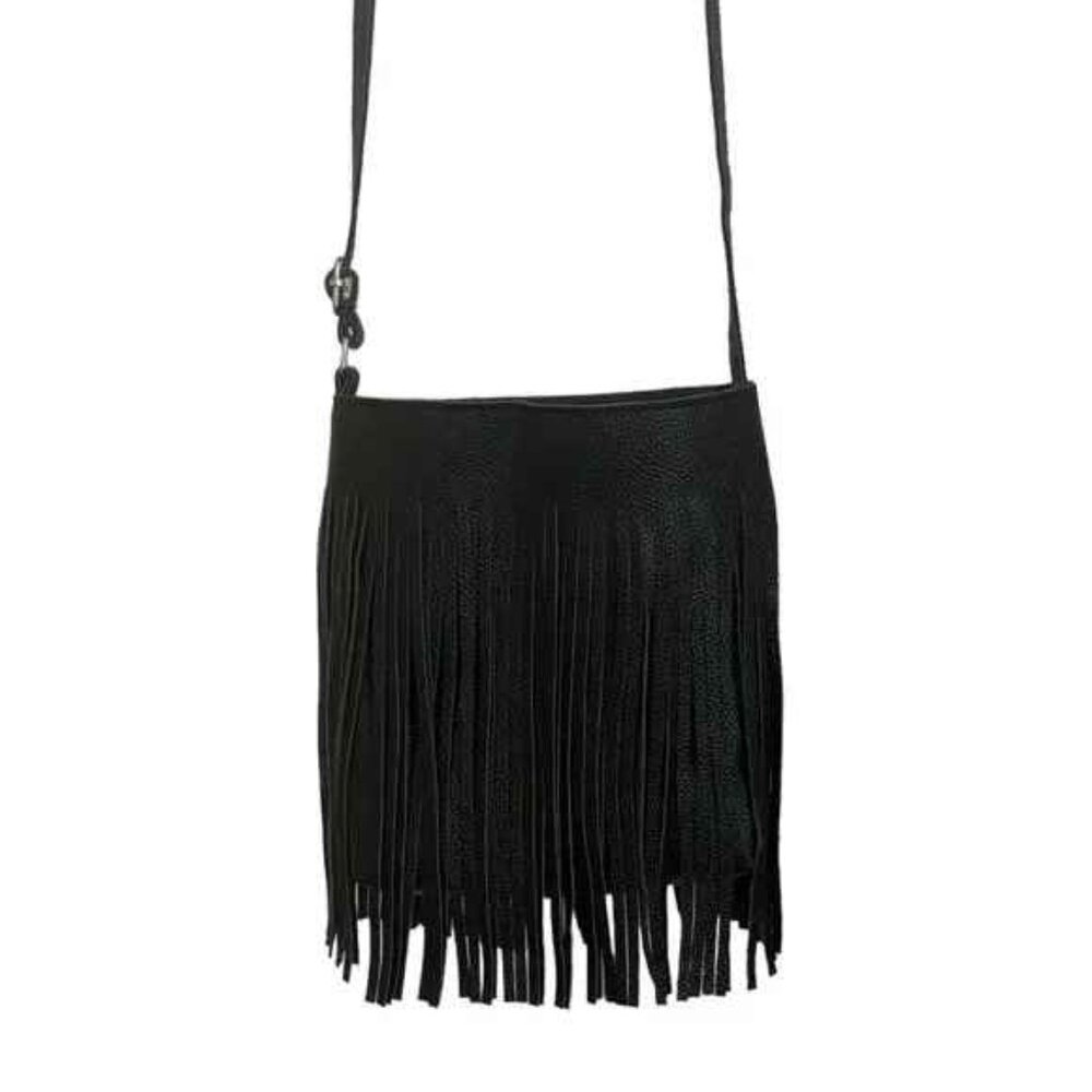 Tassel - Fringe Shoulder Bag/ SM Crossbody Bag- Black - BOHO - 70's Style - NWT